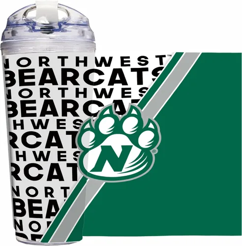Vista 66 de Rico Industries Taza acrílica NCAA estándar de 24 onzas con tapa con bisagra, taza de doble pared oficialmente licenciada con pajita