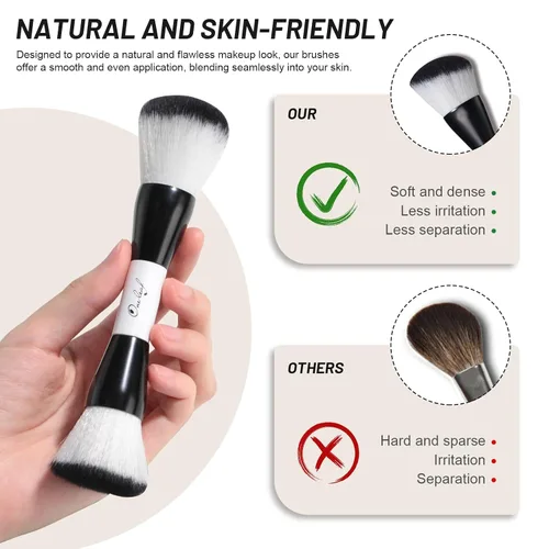 Vista 3 de Oneleaf Juego de brochas de maquillaje - Pinceles de doble punta para maquilladores profesionales