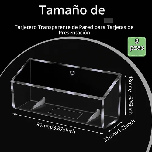 Vista 2 de Eersida Tarjetero acrílico de 8 piezas para montaje en pared o colocar