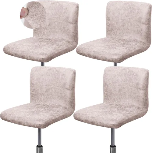 Vista 38 de FORCHEER - Juego de 4 fundas para sillas de bar con respaldos, fundas de jacquard beige para sillas de comedor, funda extraíble y lavable