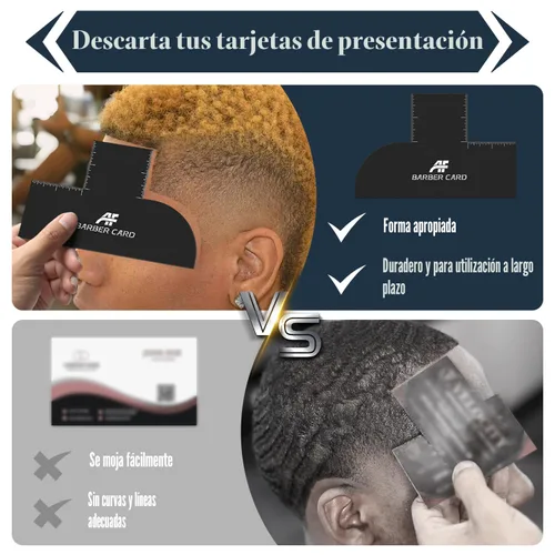 Vista 3 de Tarjeta de mejora para barberos con indicadores de medición, herramienta de línea de peluquería reutilizable y herramienta de modelado de línea