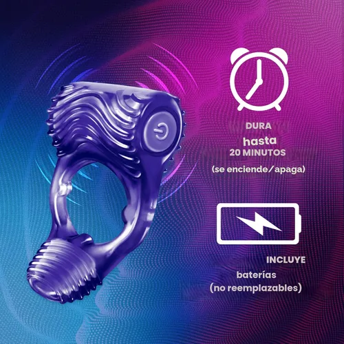 Vista 3 de TROJAN Vibraciones Tándem Anillo vibratorio para parejas, masajeador personal, 1 unidad, violeta