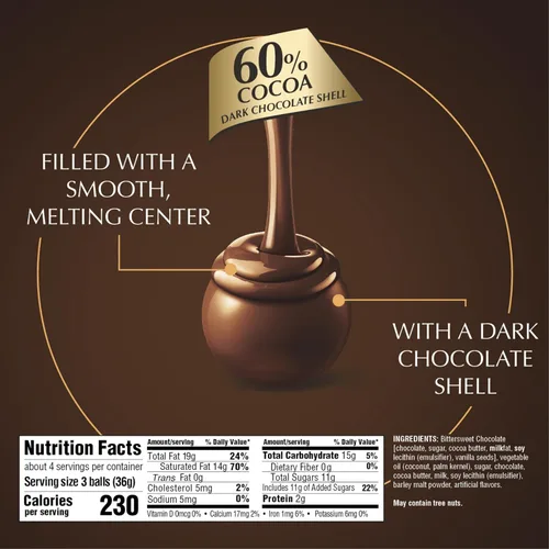Vista 2 de Lindt Lindor - Trufas de chocolate extra oscuro 60 %, caramelo de chocolate negro con centro de trufa suave y derretida, ideal para regalar, 5.1