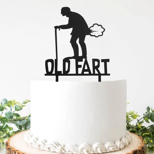 Vista 4 de Decoración de pastel de cumpleaños de anciano humor anciano anciano, humor anciana acrílico feliz cumpleaños pastel Topper, Humor anciano viejo