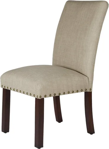 Vista 9 de Homepop Decoración del hogar Sillas de comedor clásicas tapizadas Parsons Juego de 2 sillas de comedor decorativas con ribete de cabeza