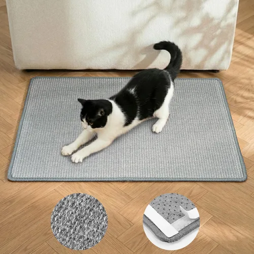 Vista 10 de Conlun Rascador de pared para gatos, alfombrilla rascador de sisal de doble Beige