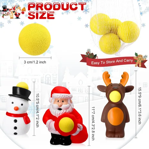 Vista 7 de Vinsot 3 juguetes de bolas de Navidad con 15 rellenos de calcetines de Navidad, Papá Noel, muñeco de nieve, elfo, reno, bola de disparo, bolas