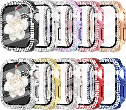 Vista 27 de KADES - Paquete de 10 fundas brillantes con protector de pantalla para Apple Watch de 1.772 in Full Protection, Built-in Screen Protector