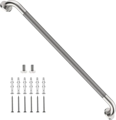Vista 12 de Barra de agarre para ducha negra de 12 pulgadas con agarre de goma antideslizante, ZUEXT Barra de agarre para baño de acero inoxidable, Barra