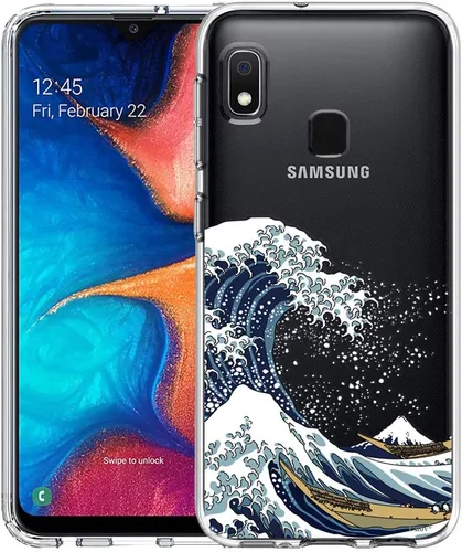 Vista 10 de Unov Funda compatible con Galaxy A10e Galaxy A20e funda transparente con diseño de TPU suave, absorción de golpes, patrón delgado en relieve