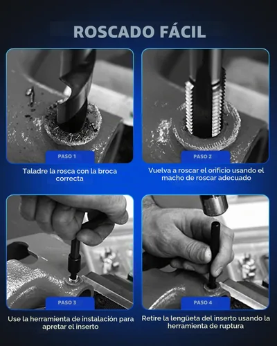 Vista 8 de Kit de reparación de roscas Helicoil de Orion Motor Tech, juego de herramientas de reparación de roscas de 1/4"-20 con broca HSS y 30 insertos