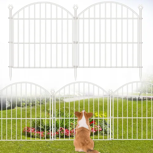 Vista 17 de Valla Decorativa de Jardín 24 pulgadas (Alto) x 10 pies (Largo), Paquete de 5 Valla Sin Excavación Barrera para Animales para Perro con Cerradura