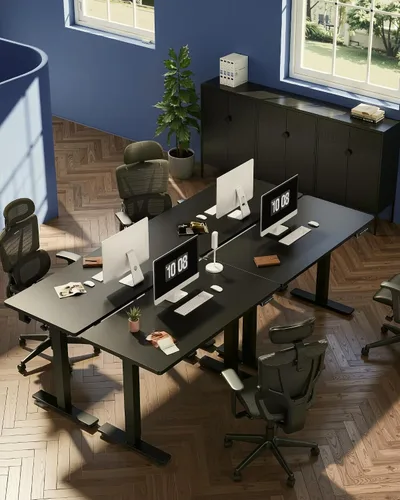 Vista 7 de FLEXISPOT EN1 - Escritorio de pie de una pieza, 40"x24" de escritorio sin costuras, eléctrico, altura ajustable para oficina en casa, salas de Negro