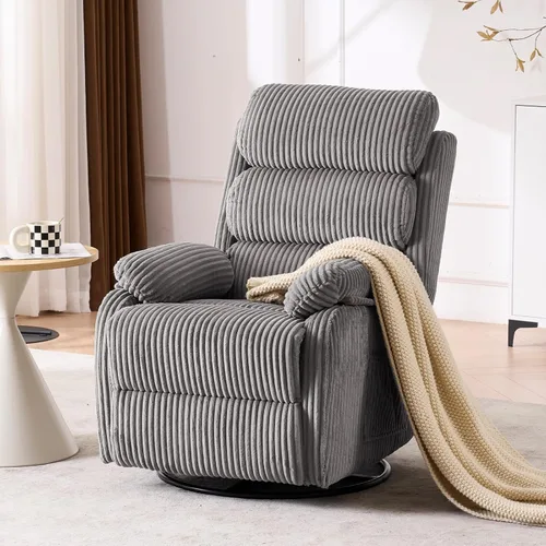 Vista 13 de Silla mecedora reclinable de 360° para adultos, silla reclinable para cuarto de bebé con bolsillo lateral, un cómodo sillón de sofá individual