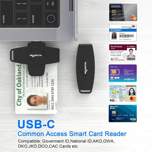 Vista 2 de USB C DOD Militar USB Acceso Común CAC Lector de Tarjetas Inteligentes y Lector de Tarjetas SIM ID CAC Lector de Tarjetas Compatible con Mac