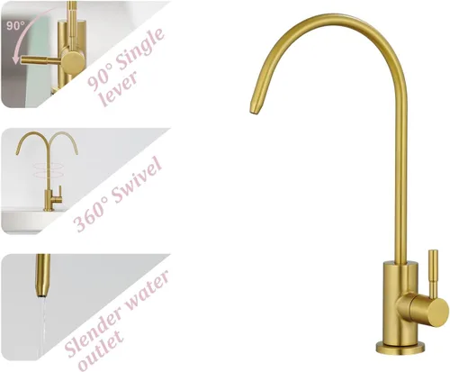 Vista 6 de Tohlar Grifo de Agua Potable para Fregadero de Cocina, Grifos de Agua Filtrada Dorados Grifo de Ósmosis Inversa Libre de Plomo Sistema de Filtración
