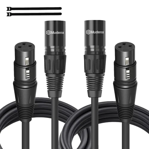 Vista 11 de Paquete de 2 cables XLR cortos de 1.6 pies, cable de micrófono equilibrado XLR macho a hembra de 3 pines, cable de micrófono blindado OFC de 1 pie
