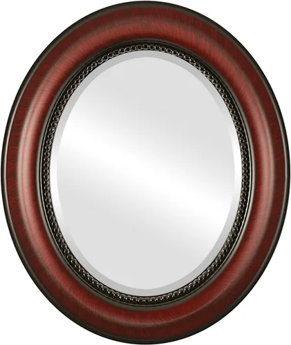 Vista 25 de OVALCREST Espejo de pared ovalado biselado para decoración del hogar, estilo patrimonial, espray plateado, dimensiones exteriores de 25 x 29 pulgadas
