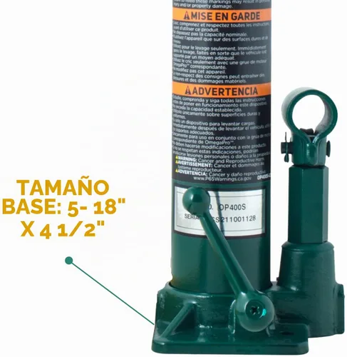 Vista 5 de Omega Pro Gato hidráulico largo Ram - Capacidad de 4 toneladas con base plana para taller de garaje automático, verde (OP400S)
