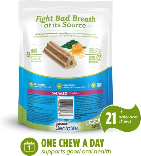 Vista 6 de DentaLife ActivFresh - Masticables para perros pequeños y medianos de 20 a 40 libras, masticables dentales para refrescar el aliento, sabor a pollo