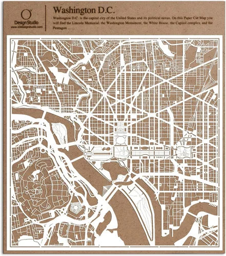 Vista 54 de O3 Design Studio Aberdeen - Mapa de papel cortado en papel blanco de 12 x 12 pulgadas