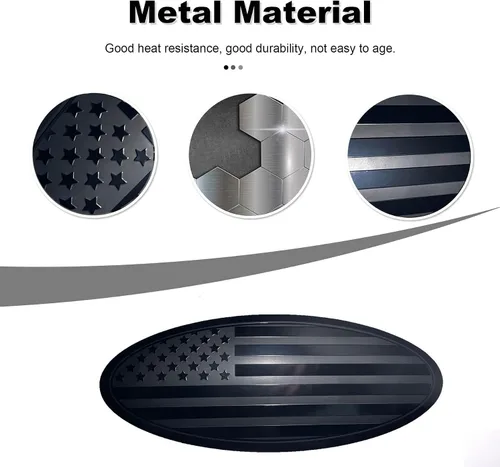 Vista 6 de Fit F150 Emblema de 9.5 pulgadas de superposición para parrilla delantera, portón trasero ovalado, bandera negra americana para Ford F150 2015-2021