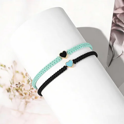 Vista 4 de Pulseras a juego para parejas de novio y novia, pulsera elástica ajustable de amistad para él y ella