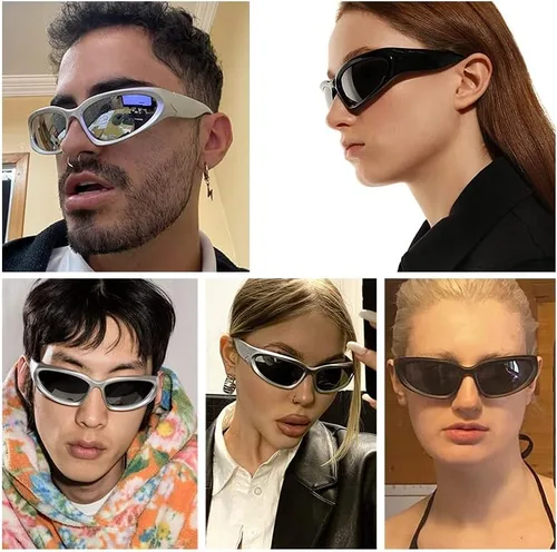 Vista 3 de KENBO Y2K - Gafas de sol futuristas envolventes para mujer y hombre, diseño ovalado rápido, a la moda, gafas de sol deportivas