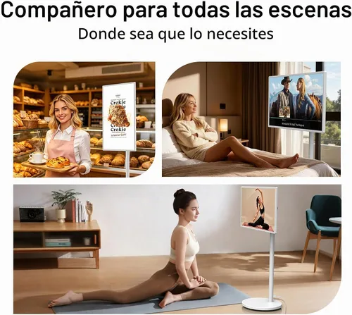 Vista 5 de HORION Google TV portátil de 32 pulgadas, 1080P FHD Rolling Smart TV