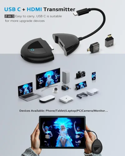 Vista 5 de Wireless HDMI transmitter and receiver for flawless video/audio streaming at home, office, classroom, and portable devices.