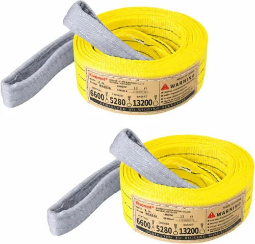 Vista 10 de Paquete de 2 eslingas de elevación industrial de 3"×6.5 pies, eslinga de poliéster resistente de 6600 libras, factor de seguridad 5:1, eslinga