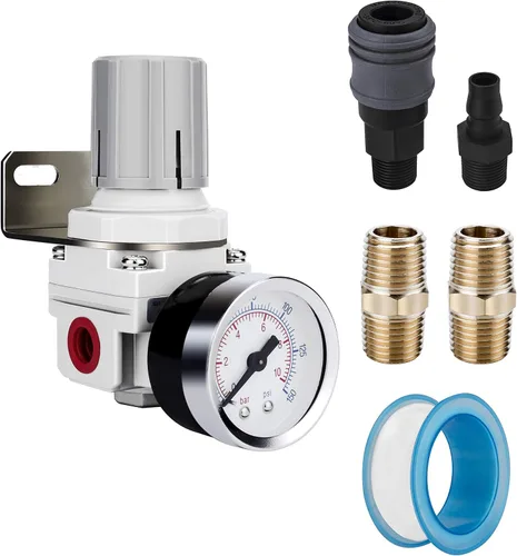 Vista 8 de NANPU Regulador de aire NPT de 1" para sistema de aire comprimido, calibre de acero protegido de 150 psi 150 psi Steel-Protected Gauge