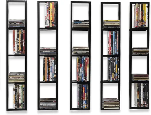 Vista 5 de You Have Space Estantes flotantes negros para pared, estantes de almacenamiento de CD y DVD de 34 pulgadas, estantes organizadores de almacenamiento