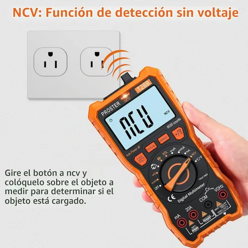 Vista 4 de Proster Multímetro Digital 6000 Count - TRMS Voltímetro Multímetro Digital de Rango Automático Probador, Detector NCV Medidor de Corriente y Voltaje
