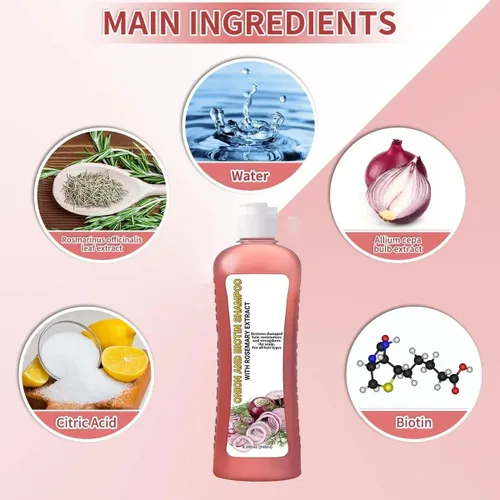 Vista 4 de Champú de cebolla y biotina con extracto de romero Concentrated Formula, Thicker Fuller-Looking Hair, Hydrates Strengthens , Sulfate-Free, For All
