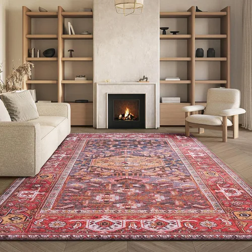 Vista 9 de SAFAVIEH Tucson Collection - Alfombra lavable de 2 pies 6 x 6 pies, color azul marino y resistente al óxido, antideslizante, ideal para zonas