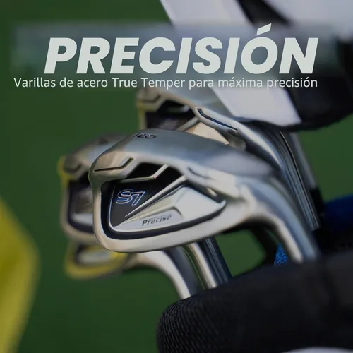 Vista 5 de Precise S7 - Juego de golf de 18 piezas para hombre – Driver de titanio, maderas, híbrido, hierros 5-SW, putter, bolsa con soporte, 4 fundas