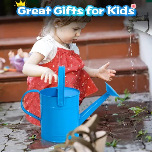 Vista 7 de Finderomend Regadera de metal de 1.5L/51 onzas, arte de hierro para niños, plantas al aire libre, oficina en casa, pequeño equipo portátil de riego