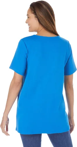 Vista 3 de Woman Within Camiseta bordada con cuello en V para mujer