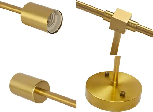 Vista 7 de Aplique de pared de latón cepillado, 2 luces, tocador de baño, lámpara de pared industrial moderna para montaje en pared, accesorio de iluminación