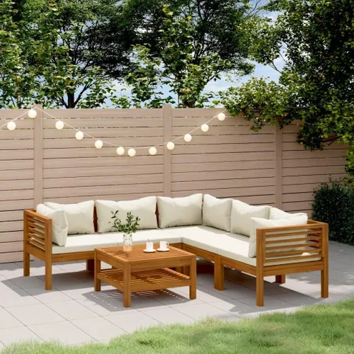 Vista 13 de Garden Lounge Set Cream Brown, 2-Seater Patio Sofa with Cushions, Acacia Wood Outdoor Furniture for Garden, Patio, Balcony, Weather-Resistant Modern