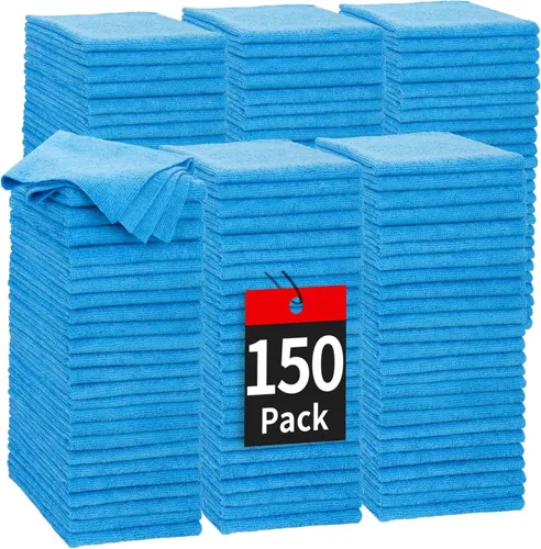 Vista 35 de Toallas de microfibra para automóviles, paquete de 24 paños de limpieza de microfibra, toallas de limpieza de 11.5 x 11.5 pulgadas, absorbentes a