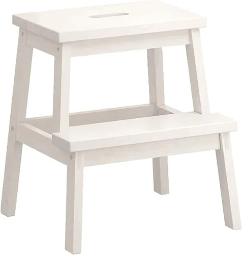 Vista 9 de QQXX Taburete de madera de 2 escalones para adultos, 400 libras, taburete portátil de cocina con mango ranurado, fácil de montar, taburetes de cama