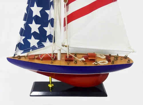 Vista 6 de DECOMIL - Decoración de madera hecha a mano única bandera americana modelo decorativo barco