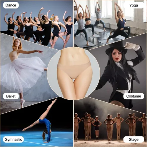 Vista 5 de MOLLDAN Calzoncillos de ballet de baile profesional para mujeres y niñas, sin costuras, ropa interior de bailarina beige