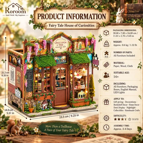 Vista 2 de Roroom Kit de casa en miniatura de bricolaje, kit de casa de muñecas de F068-cuento de hadas