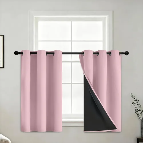 Vista 13 de COSVIYA Cortinas 100% de opacidad para dormitorio con forro negro, bloqueo de luz completa, aislamiento térmico y ojales, tratamiento de ventana