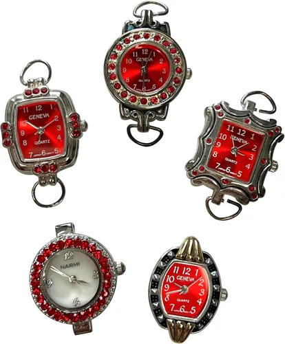 Vista 2 de NIMI Juego de 5 piezas de Navidad y esfera de reloj rojo para abalorios y fabricación de joyas (Navidad)