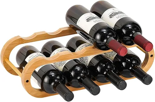 Vista 7 de Navtcow Estante para vino y organizador de botellas de agua 2 en 1 para armario y encimera, ajustable en 2 tamaños (madera de acacia de 2 niveles)