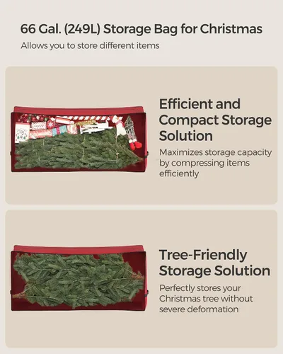 Vista 6 de SONGMICS Bolsa de almacenamiento para árbol de Navidad con ruedas de 1.6 pulgadas, bolsa de almacenamiento rodante, hasta 7.5 pies, para árbol